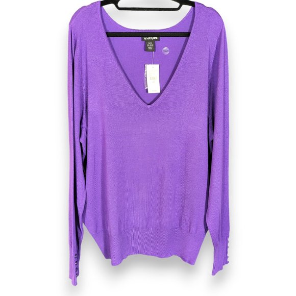 Lane Bryant Purple V Neck Pullover Women's 18/20 - Picture 5 of 10